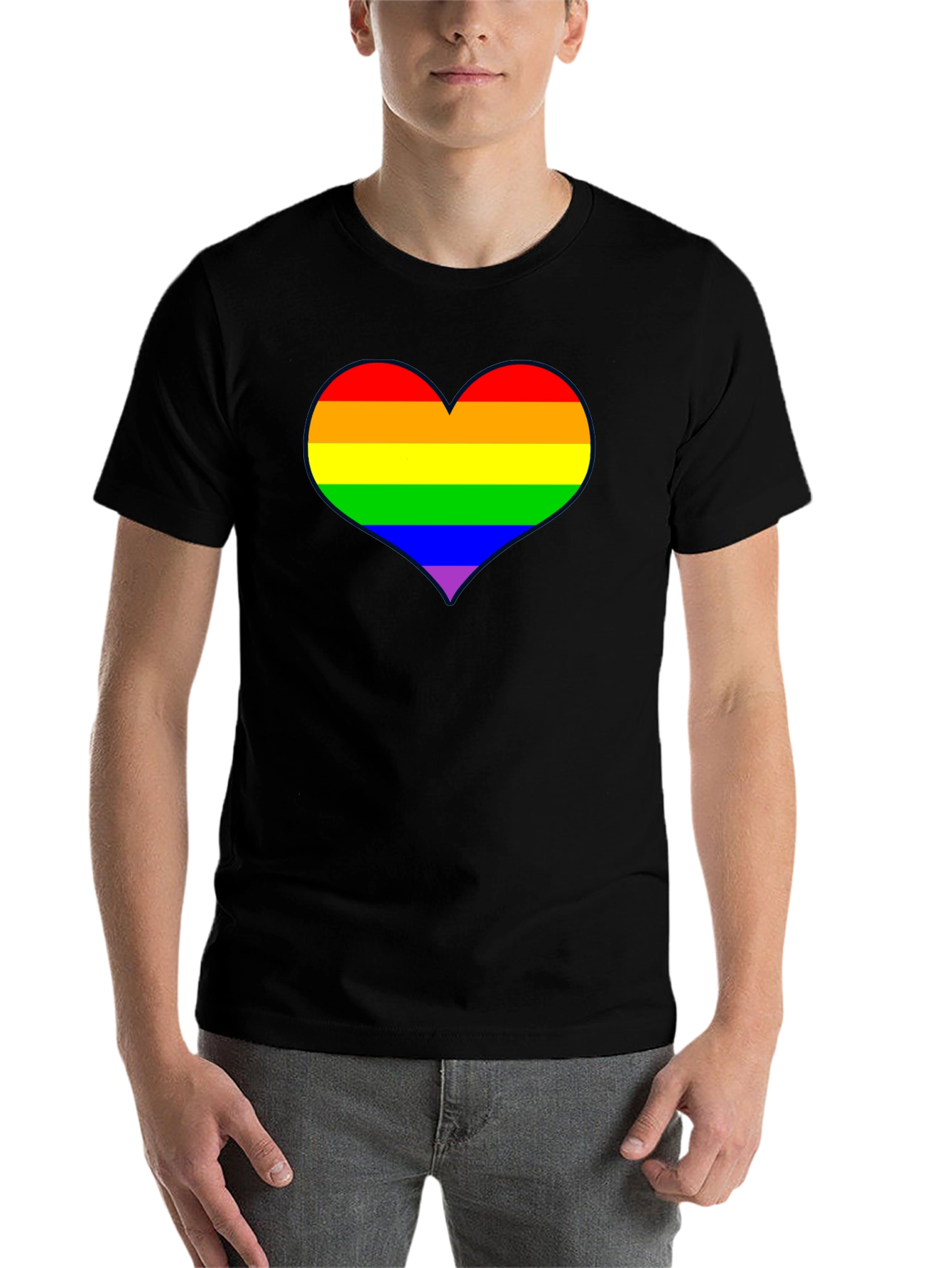 Rainbow Heart Pride T-Shirt - Black