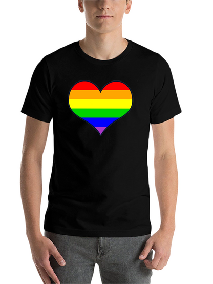 Rainbow Heart Pride T-Shirt - Black