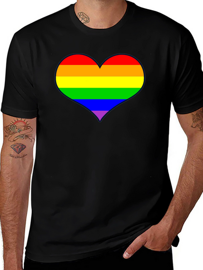 Rainbow Heart Pride T-Shirt - Black