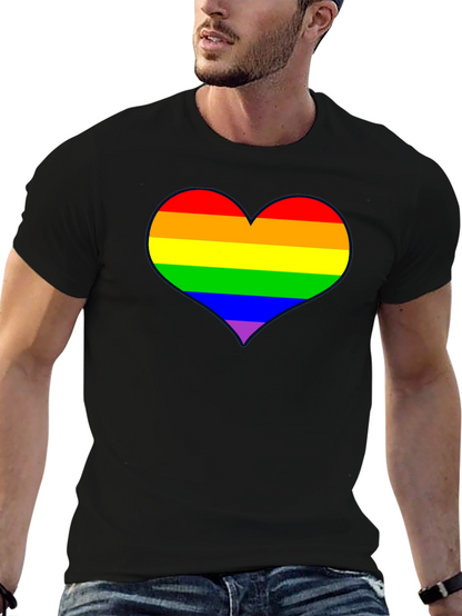Rainbow Heart Pride T-Shirt - Black