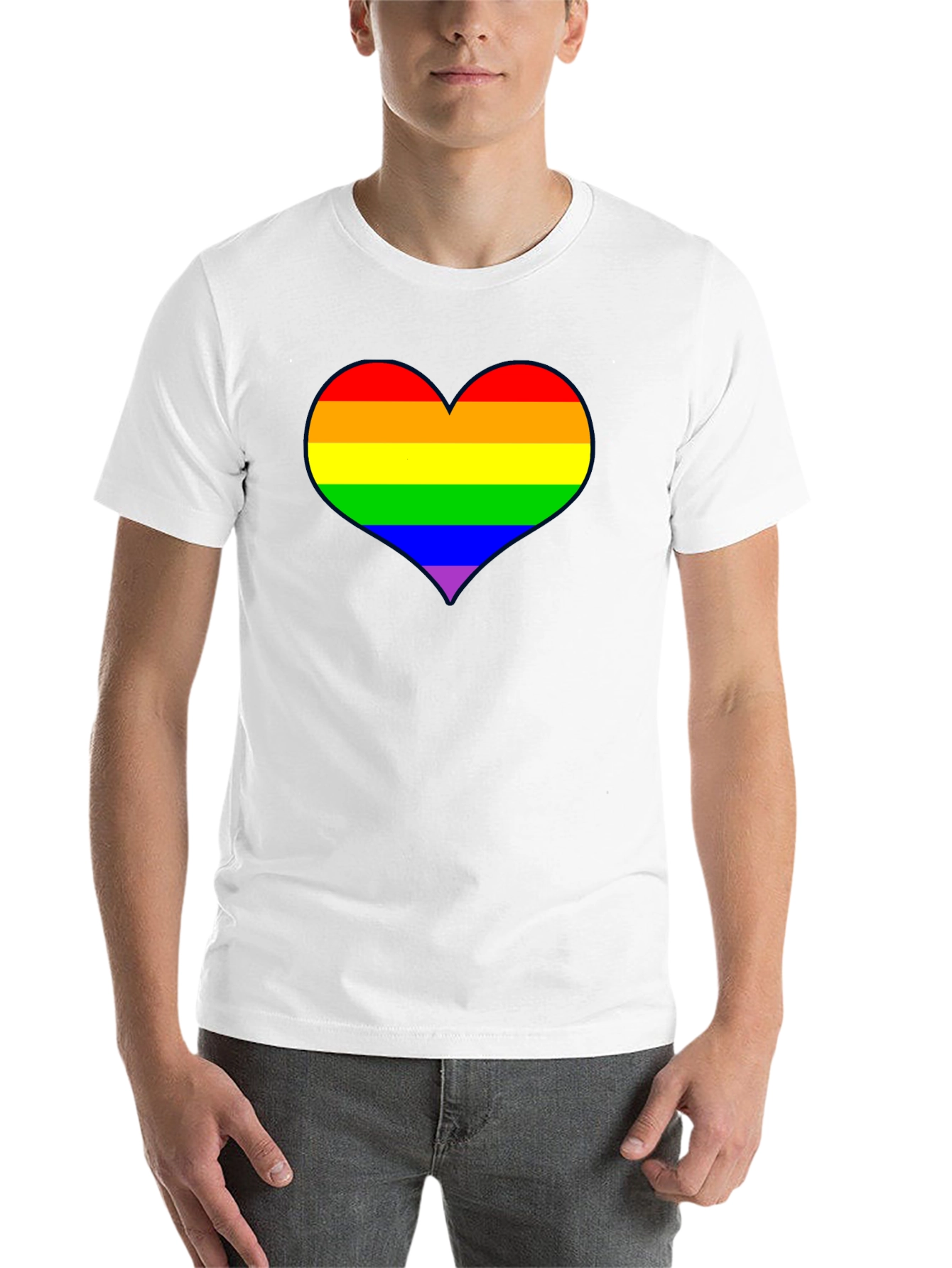 Rainbow Heart Pride T-Shirt - Black