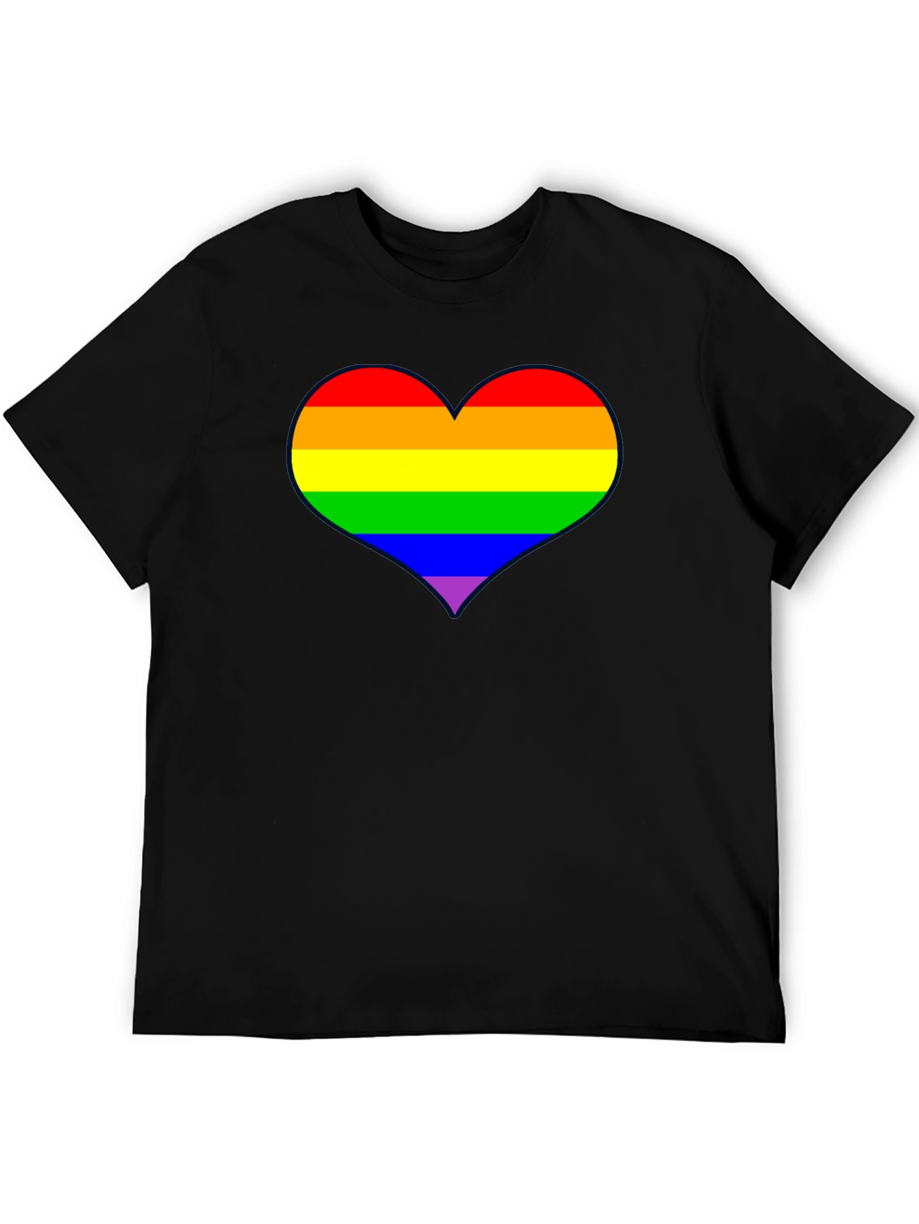 Rainbow Heart Pride T-Shirt - Black