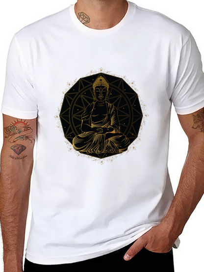 Buddha Mandala Graphic Tee - Black Cotton Comfort