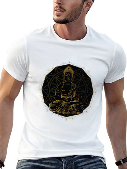 Buddha Mandala Graphic Tee - Black Cotton Comfort