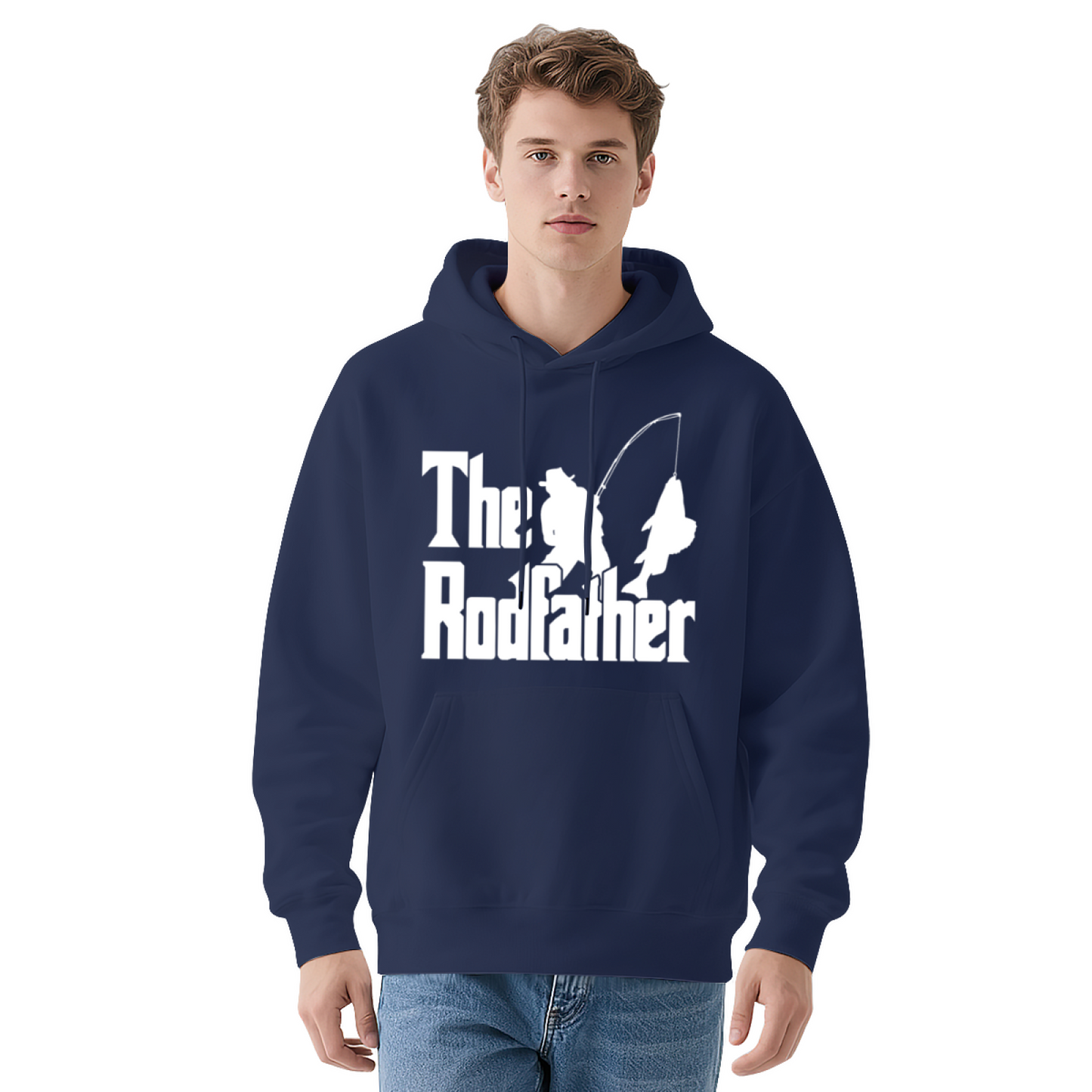 The Rodfather Fishing Lover Navy Hoodie, Comfort Angler Daily Hoodie