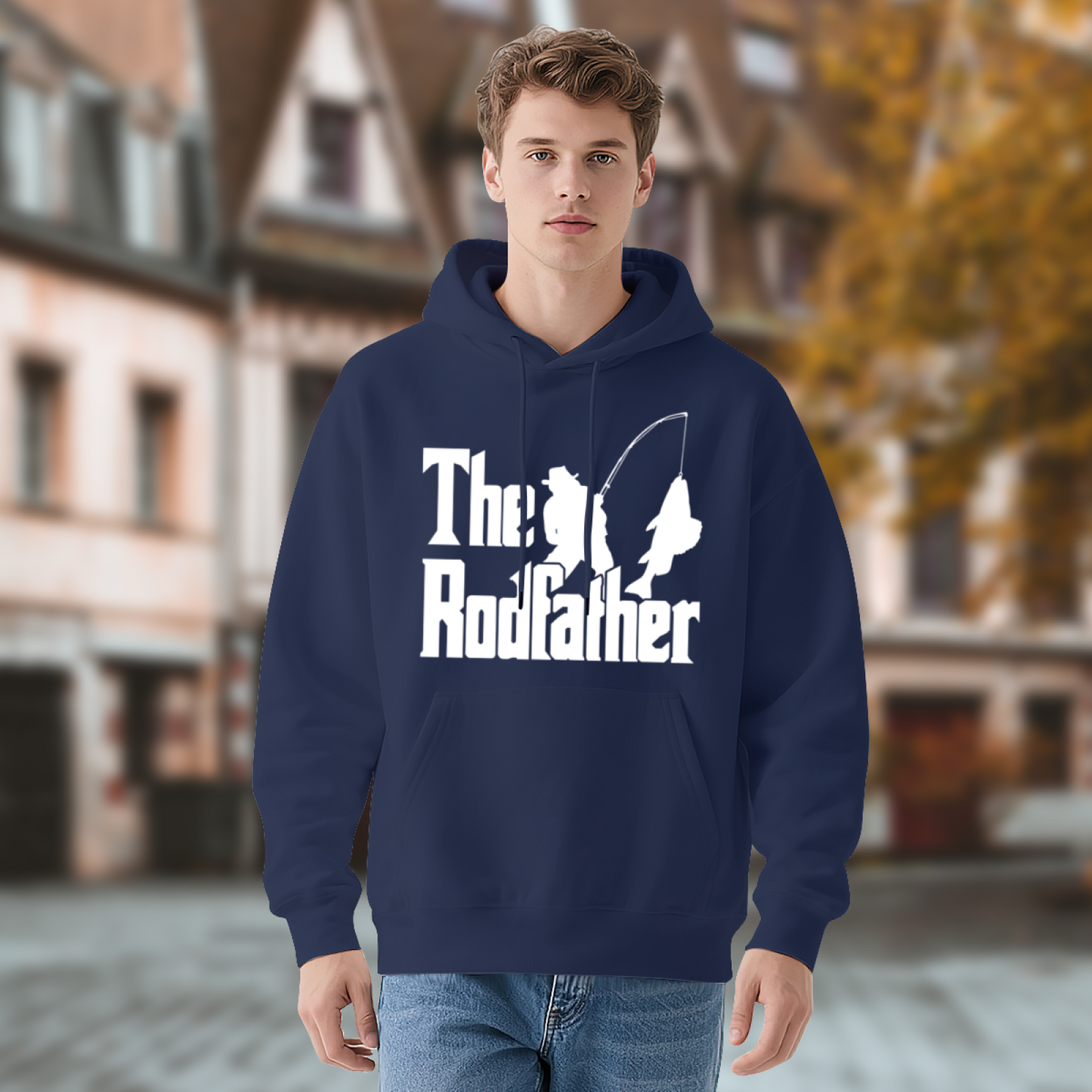 The Rodfather Fishing Lover Navy Hoodie, Comfort Angler Daily Hoodie
