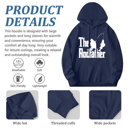 The Rodfather Fishing Lover Navy Hoodie, Comfort Angler Daily Hoodie