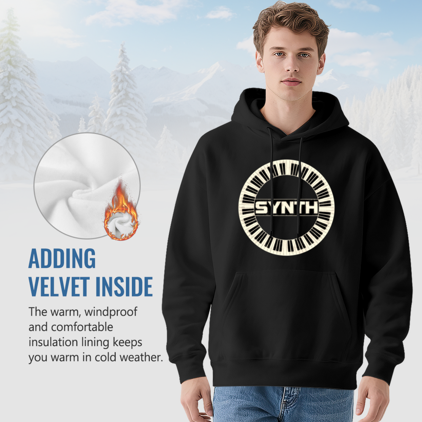 Circular Synth Piano Keyboard Music Hoodie, Comfort Musician Sweatshirt
