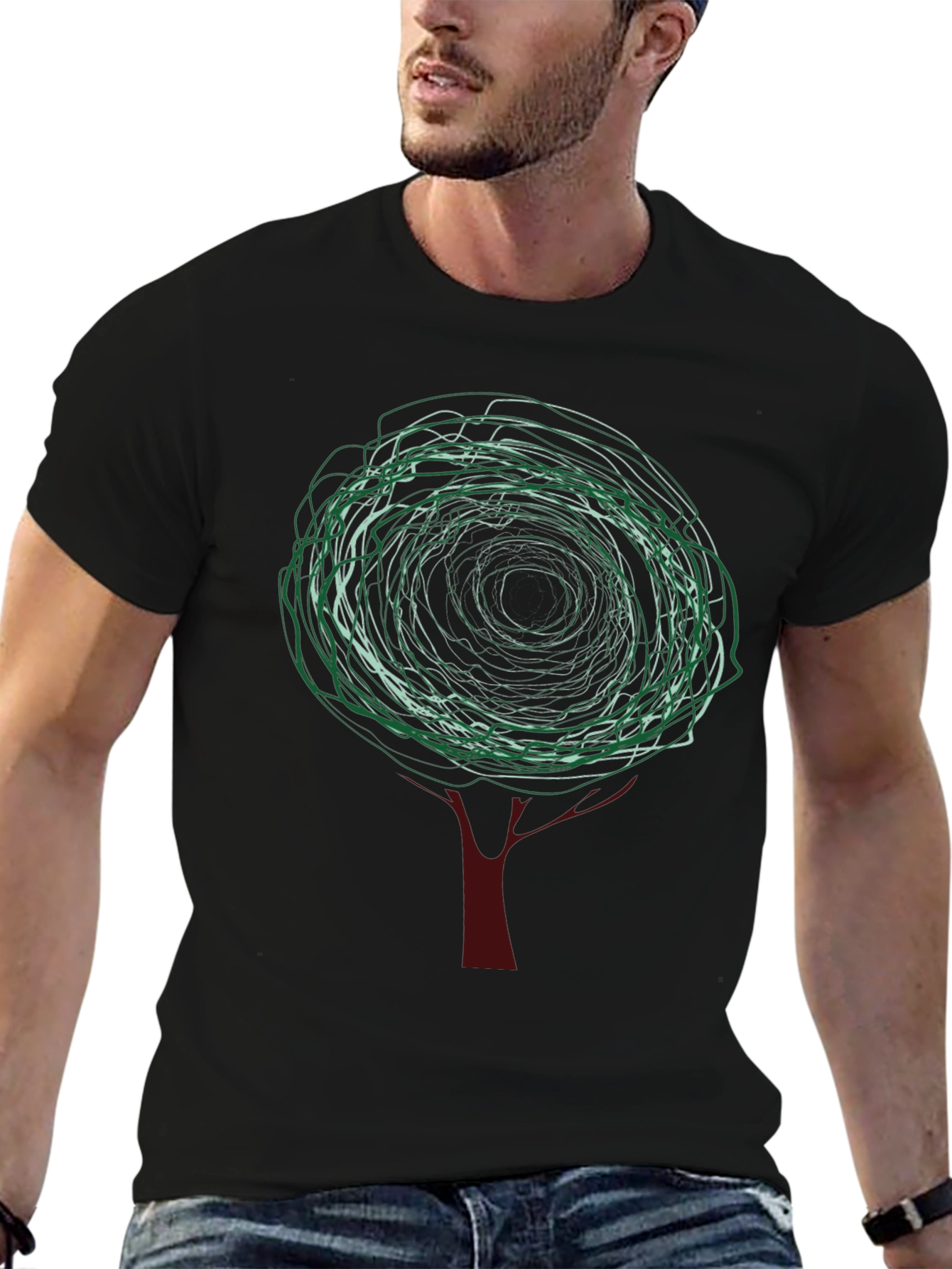 Abstract Tree Graphic Tee - Modern Style
