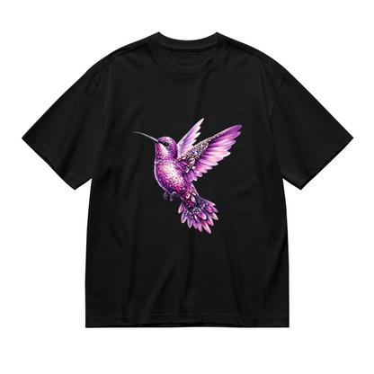 Luxe Purple Crystal Hummingbird Plus Size Ladies T-Shirt