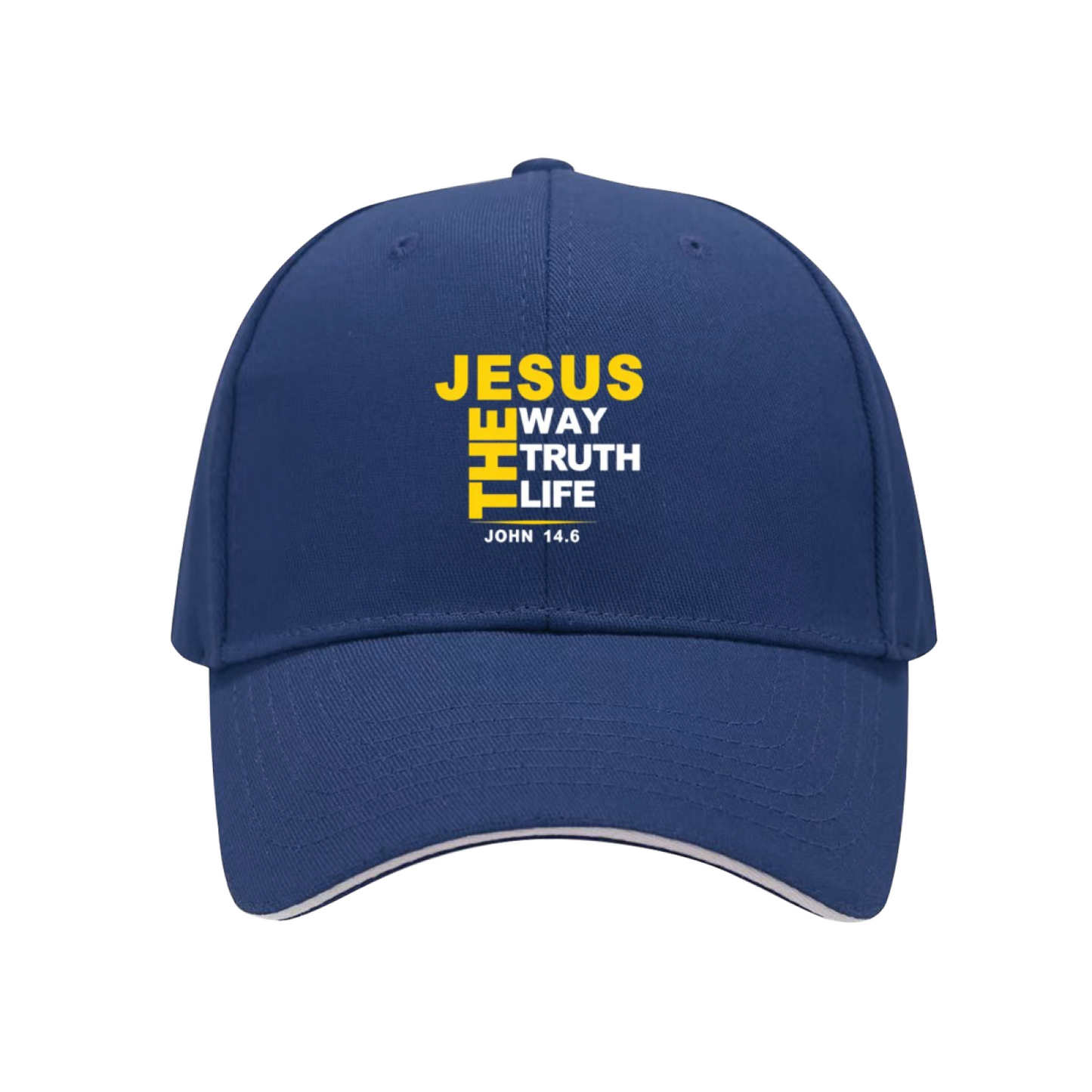 JESUS THE WAY TRUTH LIFE Black Sandwich Brim Baseball Cap Christian Faith Hat