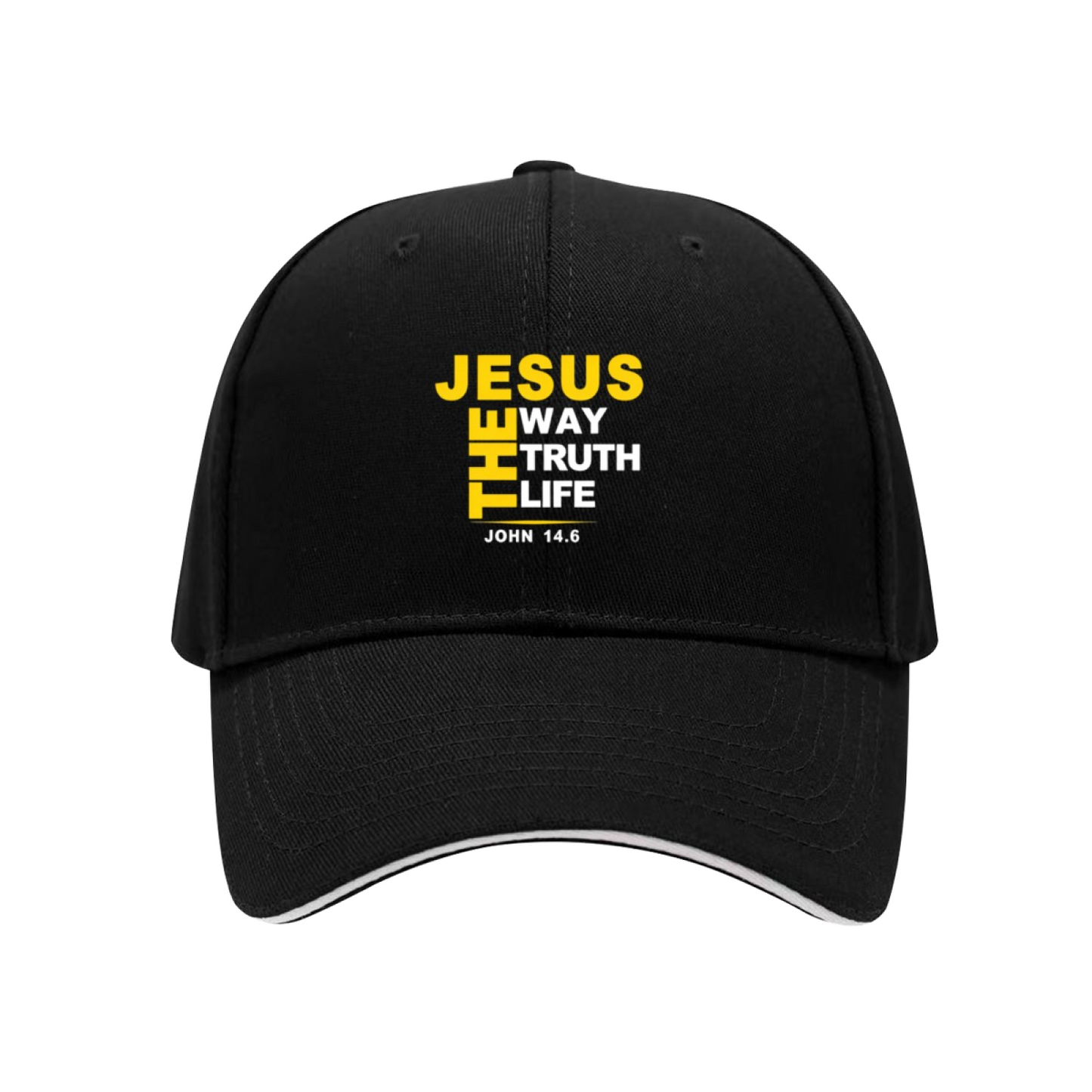 JESUS THE WAY TRUTH LIFE Black Sandwich Brim Baseball Cap Christian Faith Hat
