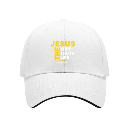 JESUS THE WAY TRUTH LIFE Black Sandwich Brim Baseball Cap Christian Faith Hat