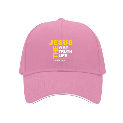 JESUS THE WAY TRUTH LIFE Black Sandwich Brim Baseball Cap Christian Faith Hat