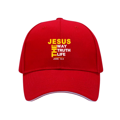 JESUS THE WAY TRUTH LIFE Black Sandwich Brim Baseball Cap Christian Faith Hat