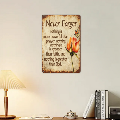 Faith & Prayer Rose Butterfly Inspirational Metal Sign