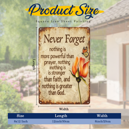 Faith & Prayer Rose Butterfly Inspirational Metal Sign