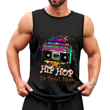 Hip Hop Ya Don¡¯t Stop Boombox Splash Print Tank