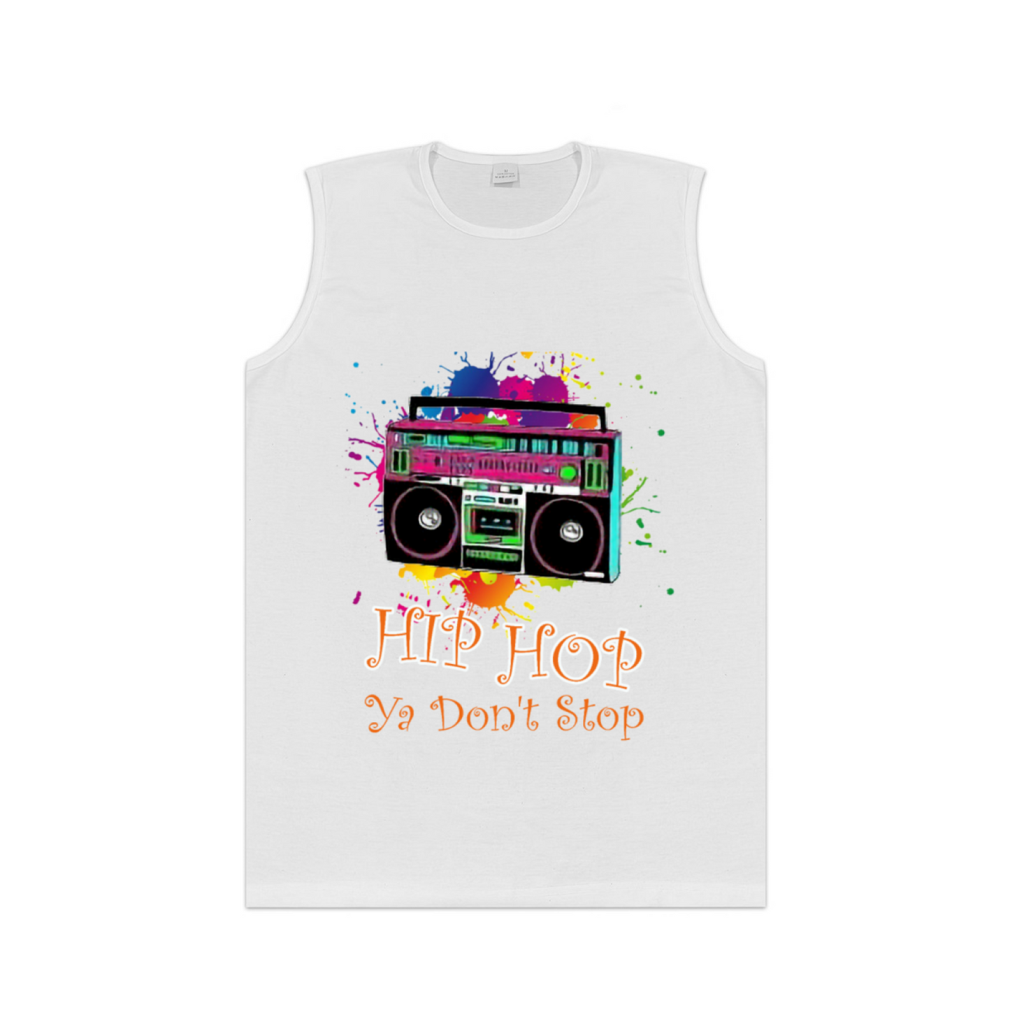 Hip Hop Ya Don¡¯t Stop Boombox Splash Print Tank