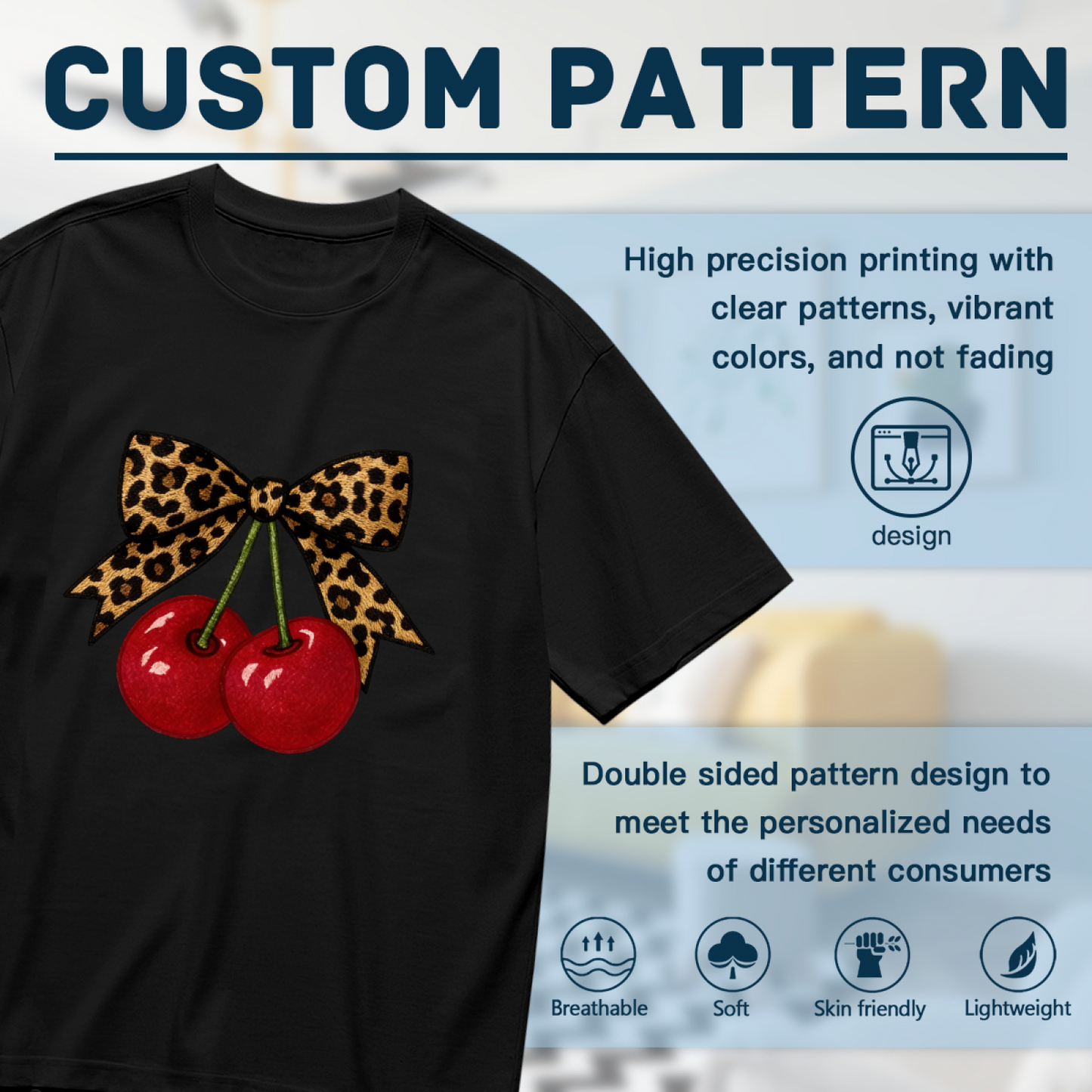 Y2K Leopard Bow Red Cherry Cute Graphic Plus Size Women Printed T-Shirt