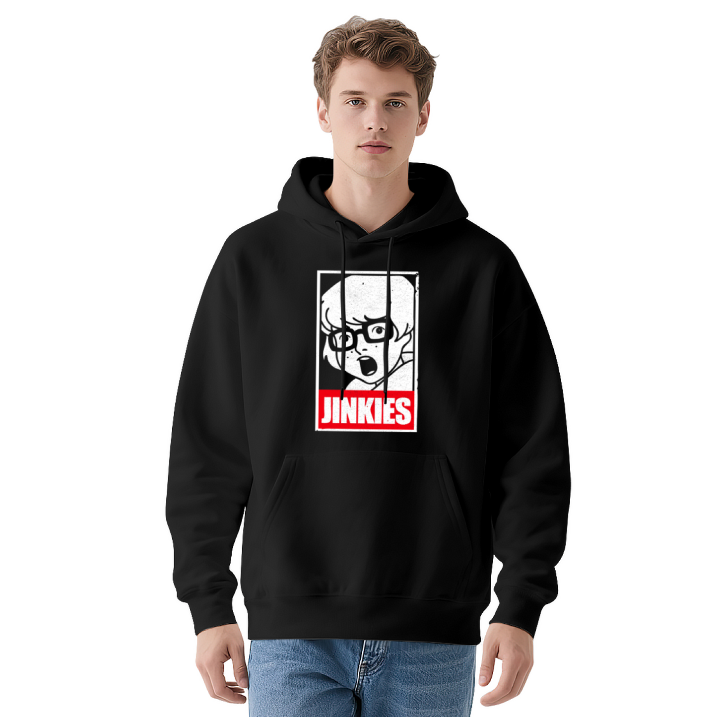 Retro JINKIES Velma Cartoon Graphic Black Hoodie, Casual Comfort Sweatshirt For Fans