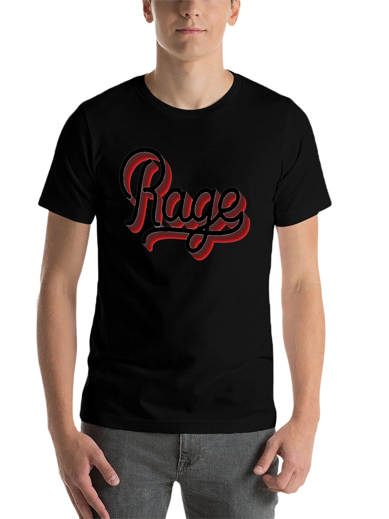 Rage Graphic Print Black Crewneck T-Shirt