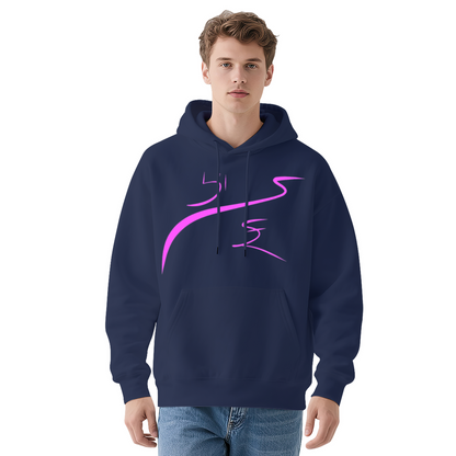 Pink Abstract Curve Art Hoodie, Lightweight Cozy Outfit