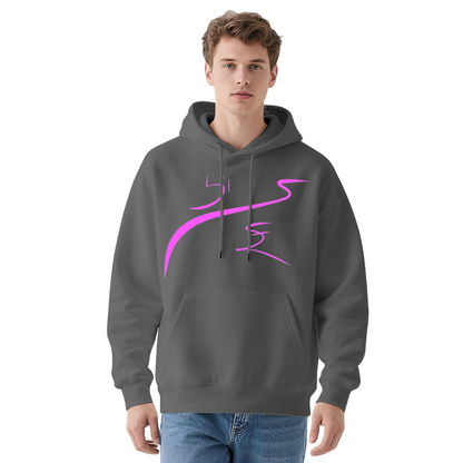 Pink Abstract Curve Art Hoodie, Lightweight Cozy Outfit