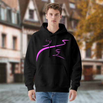 Pink Abstract Curve Art Hoodie, Lightweight Cozy Outfit