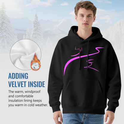 Pink Abstract Curve Art Hoodie, Lightweight Cozy Outfit