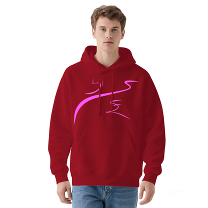 Pink Abstract Curve Art Hoodie, Lightweight Cozy Outfit
