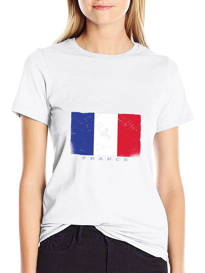 France Flag Handball Player Black T-Shirt