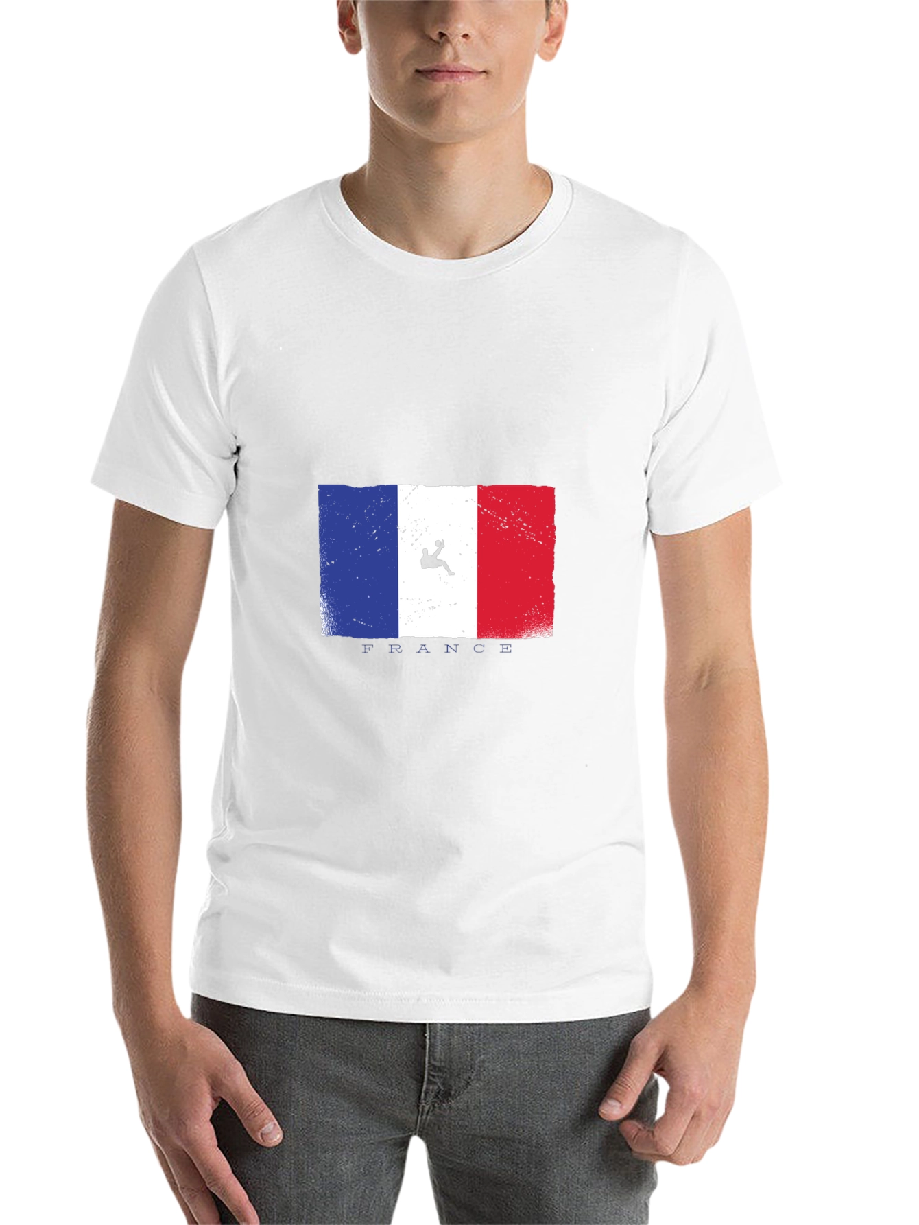 France Flag Handball Player Black T-Shirt