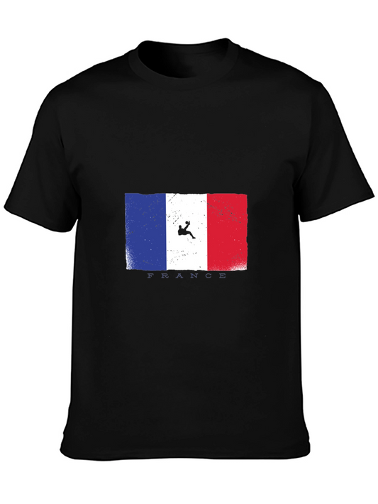 France Flag Handball Player Black T-Shirt