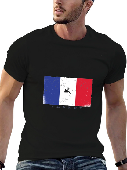 France Flag Handball Player Black T-Shirt