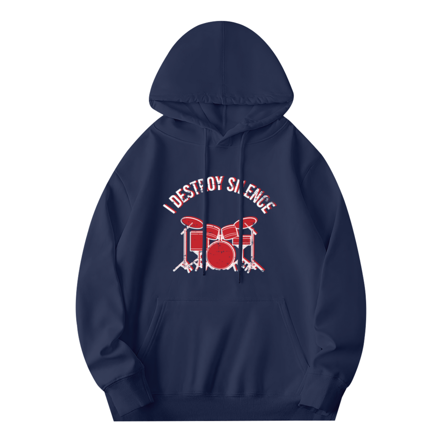 I Destroy Silence Drum Kit Rock Graphic Hoodie, Music Lover Comfort Sweatshirt