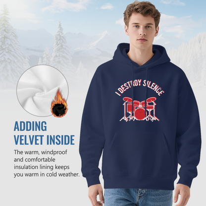 I Destroy Silence Drum Kit Rock Graphic Hoodie, Music Lover Comfort Sweatshirt