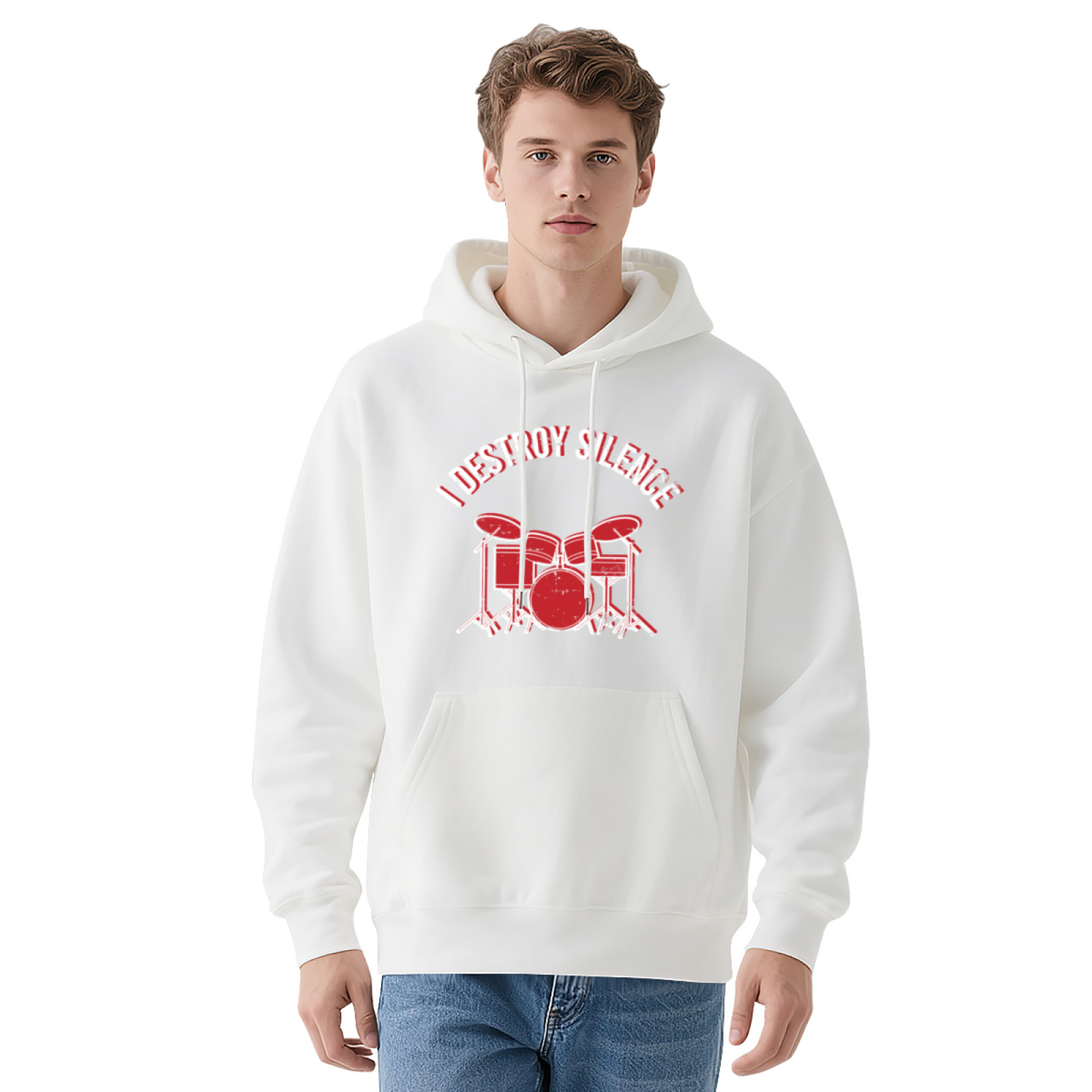 I Destroy Silence Drum Kit Rock Graphic Hoodie, Music Lover Comfort Sweatshirt