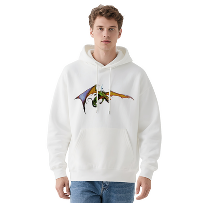 Dragon & Unicorn Fantasy Comfort Black Hoodie, Unique Graphic Pullover