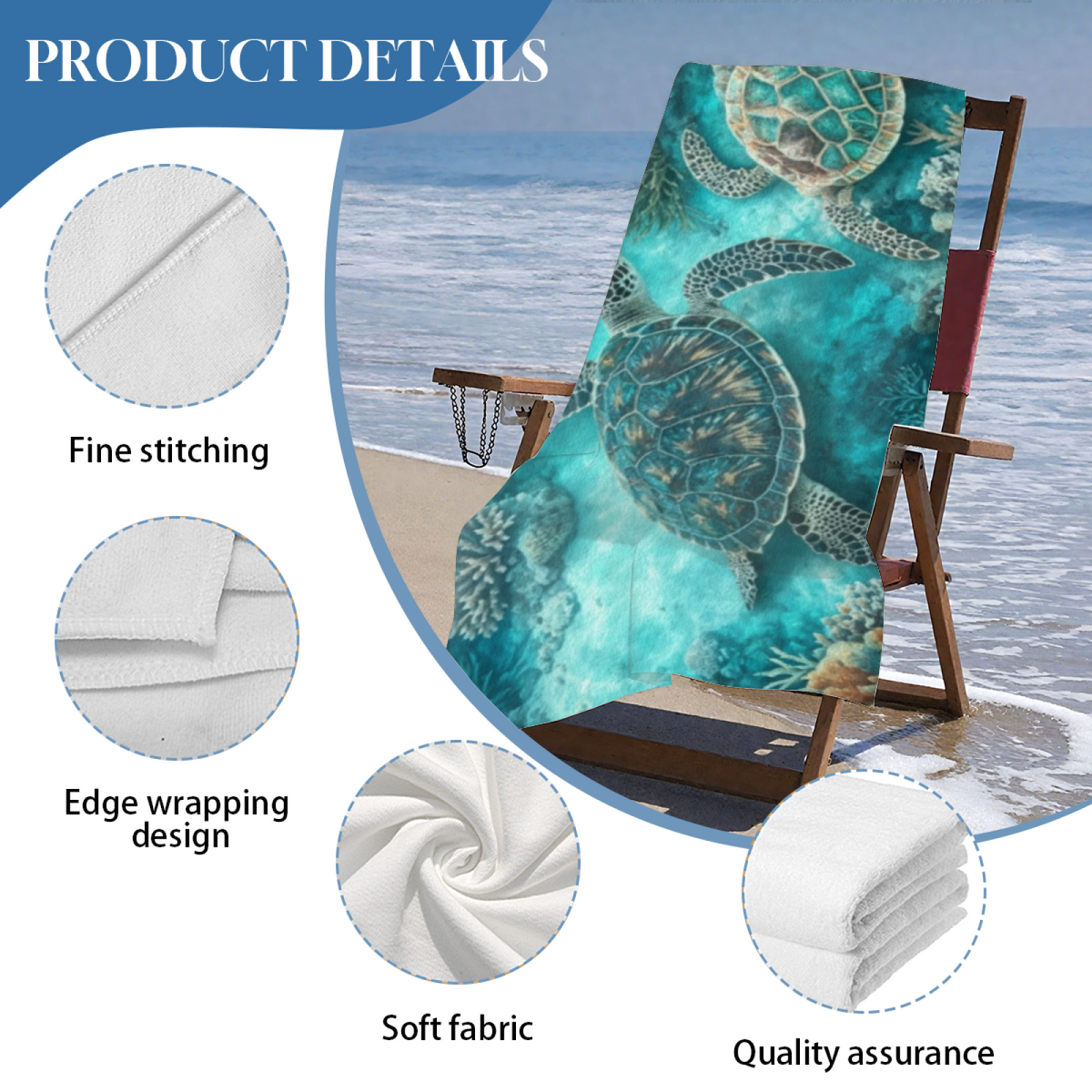 Realistic Deep Sea Coral Twin Sea Turtle Beach Towel, Extra Cozy Soft & Super Absorbent, Multi Size Choices, Comfortable Ocean?Themed Towel for Snorkeling Trip