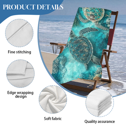 Realistic Deep Sea Coral Twin Sea Turtle Beach Towel, Extra Cozy Soft & Super Absorbent, Multi Size Choices, Comfortable Ocean?Themed Towel for Snorkeling Trip