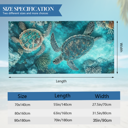 Realistic Deep Sea Coral Twin Sea Turtle Beach Towel, Extra Cozy Soft & Super Absorbent, Multi Size Choices, Comfortable Ocean?Themed Towel for Snorkeling Trip