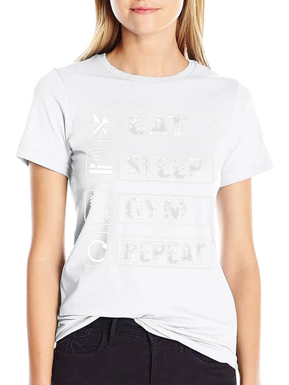 Eat Sleep Gym Repeat Black Graphic Tee