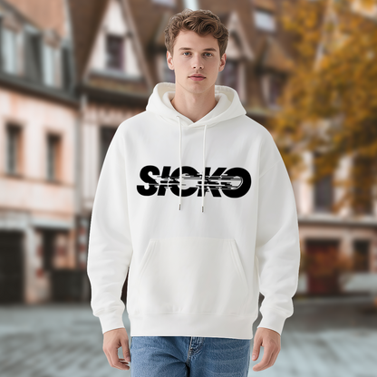 Blurry SICKO Streetwear Graphic White Hoodie, Unisex Ultra Cozy Daily Pullover