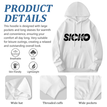 Blurry SICKO Streetwear Graphic White Hoodie, Unisex Ultra Cozy Daily Pullover