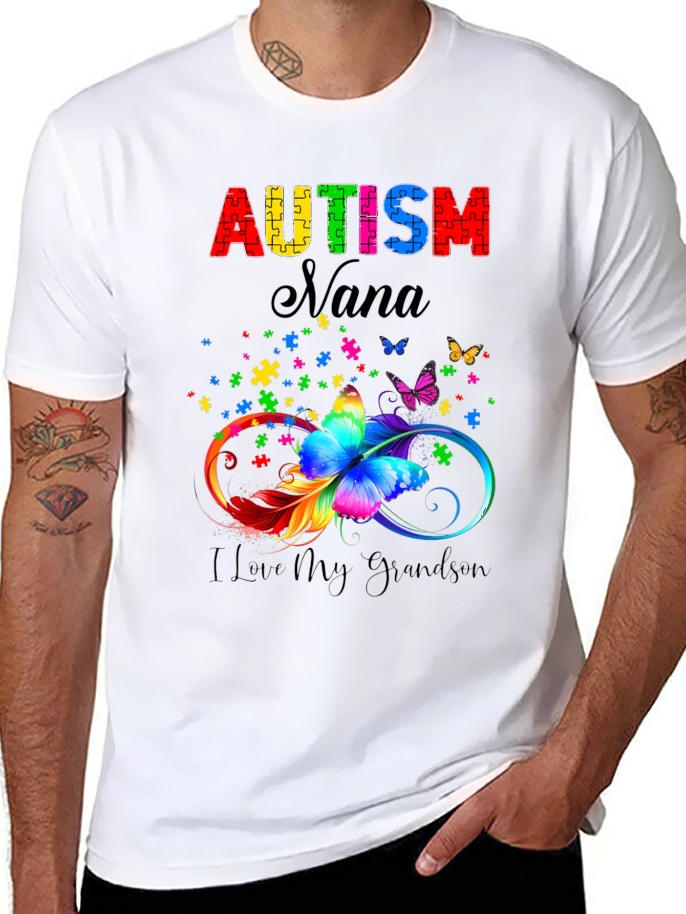 Autism Nana T-Shirt - I Love My Grandson