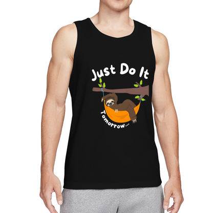 Lazy Sloth Just Do It Tomorrow Humor Graphic Men Sleeveless Tank