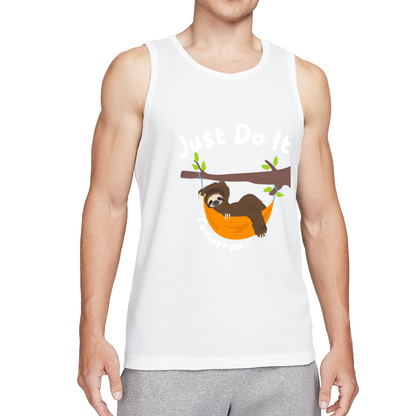Lazy Sloth Just Do It Tomorrow Humor Graphic Men Sleeveless Tank