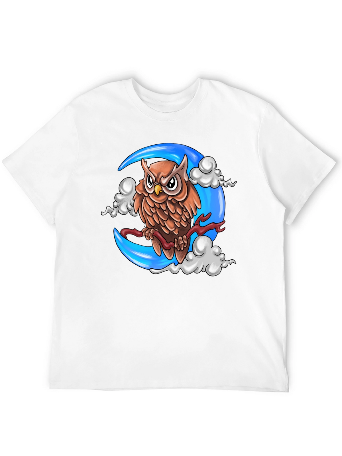 Owl on Moon Graphic T-Shirt - Black