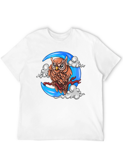 Owl on Moon Graphic T-Shirt - Black